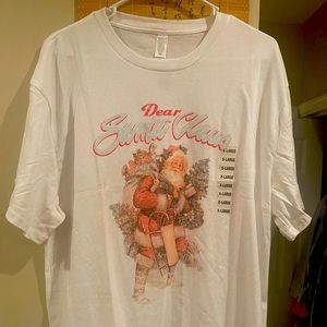 Vintage Dear Santa Claus XL White T-Shirt